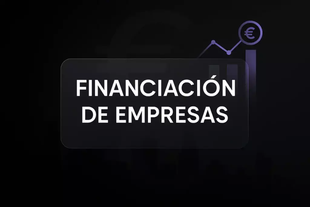Financiación de empresas: gráfico de crecimiento y símbolo del euro en fondo oscuro.